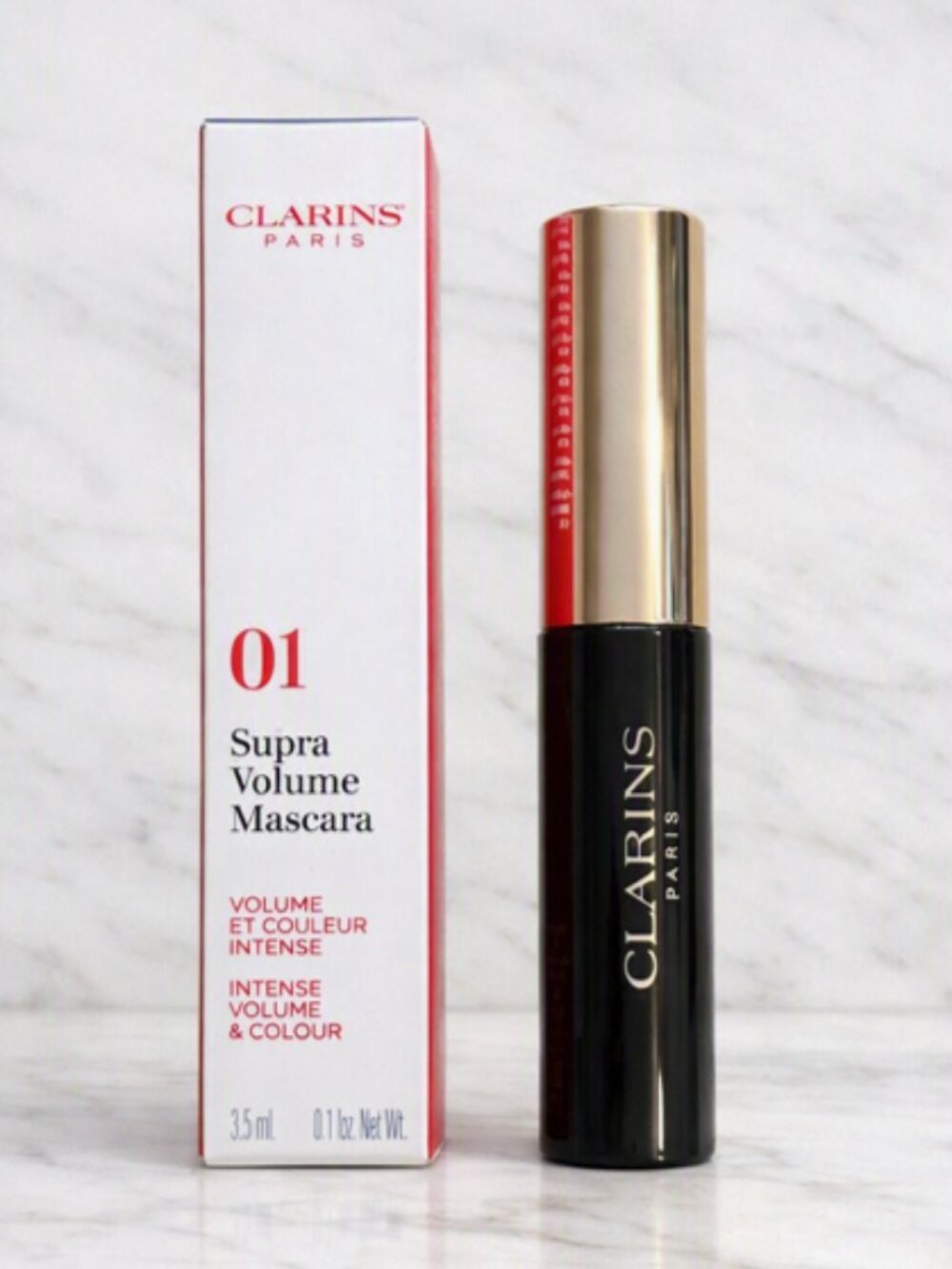 Clarins Supra Volume Mascara 01 Intense Black NIB Volumizing Lash Lengthening